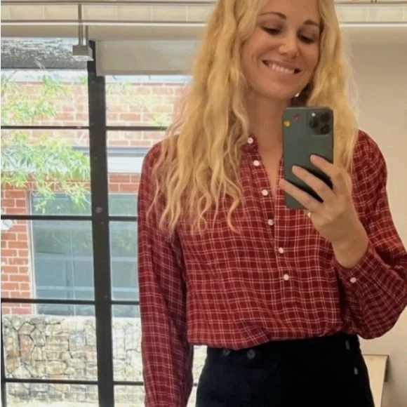 Doen Scarlet Checkered Button Down Shirt - Picture 2 of 4